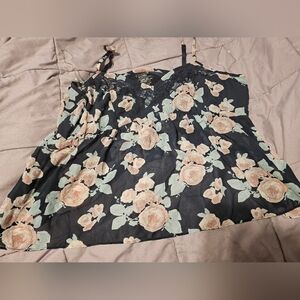 Catherines Black and Pink Floral Camisole